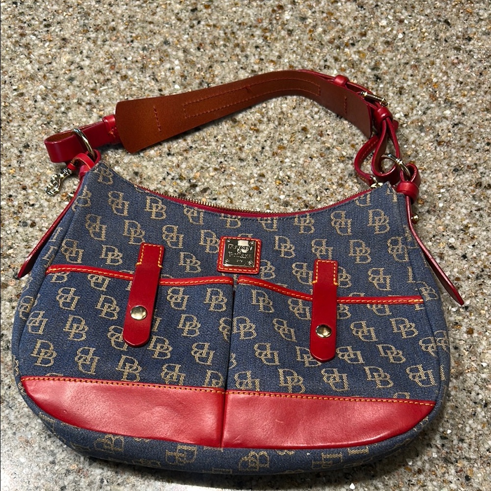 Dooney & Bourke Red and Blue Shoulder Bag with Nautical Charm